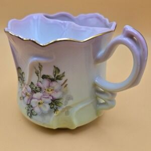 Vintage Floral Porcelain Mustache Cup Shaving Mug Rose Motif Nippon Reproduction